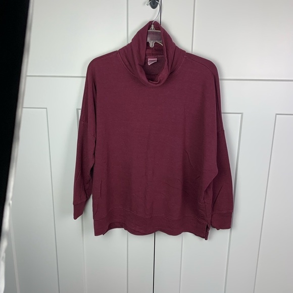 Victorias Secret PINK MEDIUM turtleneck tunic sweatshirt red purple oversized - Picture 5 of 6